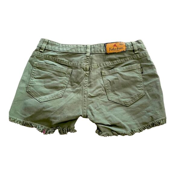 kaka Pants - Kaka Premium  Green Denim Jeans Shorts Cut Off Size 28 Women’s.